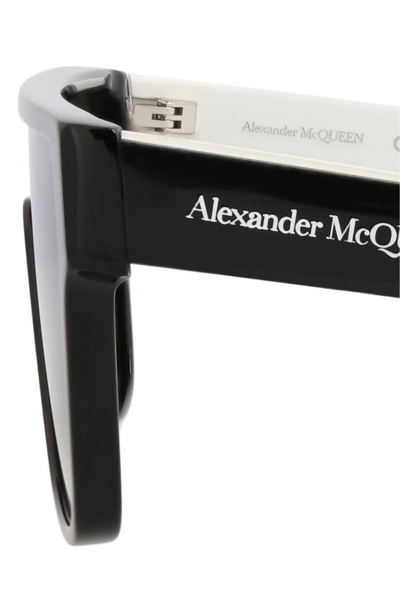 McQueen 99mm Flat Top Sunglasses, Alternate, color, Black Black Green