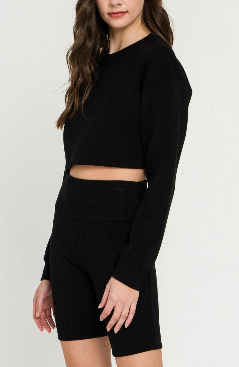 Grey Lab Lounge Wear Crop Crewneck Sweatshirt, Alternate, color, Black