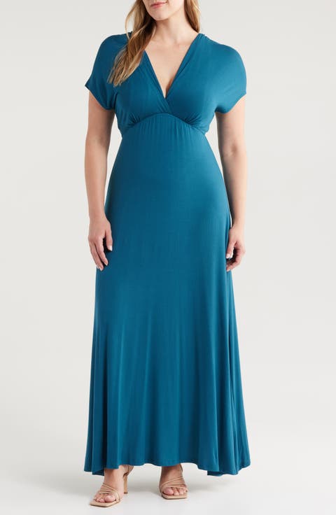 Empire Waist V-Neck Stretch Dress