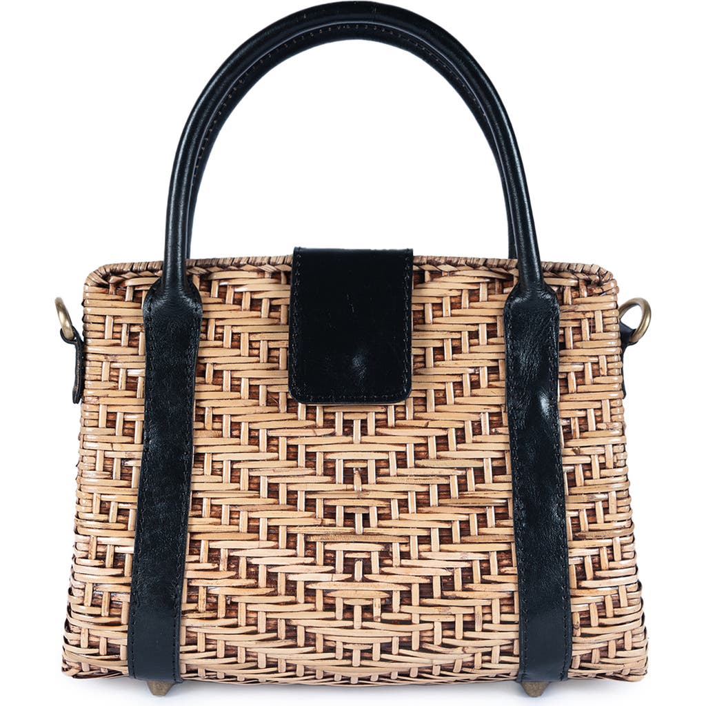 Jelavu Morgana Rattan & Leather Shoulder Bag In Beige/ Black