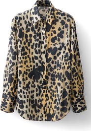 MANGO Animal Spot Cotton Button-Up Shirt
