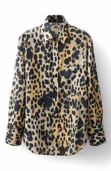 MANGO Animal Spot Cotton Button-Up Shirt
