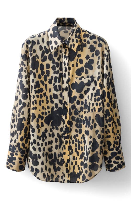 Mango Animal Spot Cotton Button-up Shirt In Black