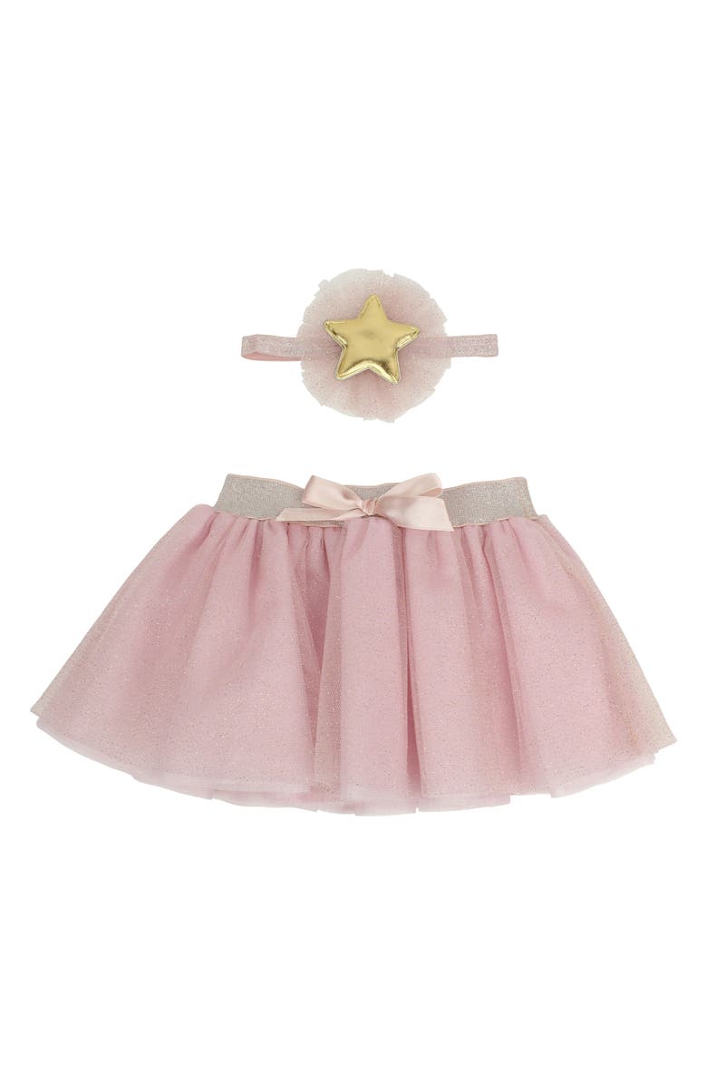 Popatu Star Glitter Tulle Skirt & Head Wrap Set, Main, color, 