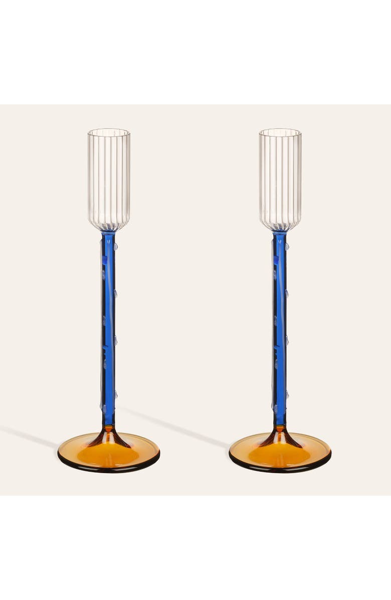 Zsa Zsa Zsu Nanjing  Borosilicate Glass Candlestick Set Of 2, Main, color, Blue
