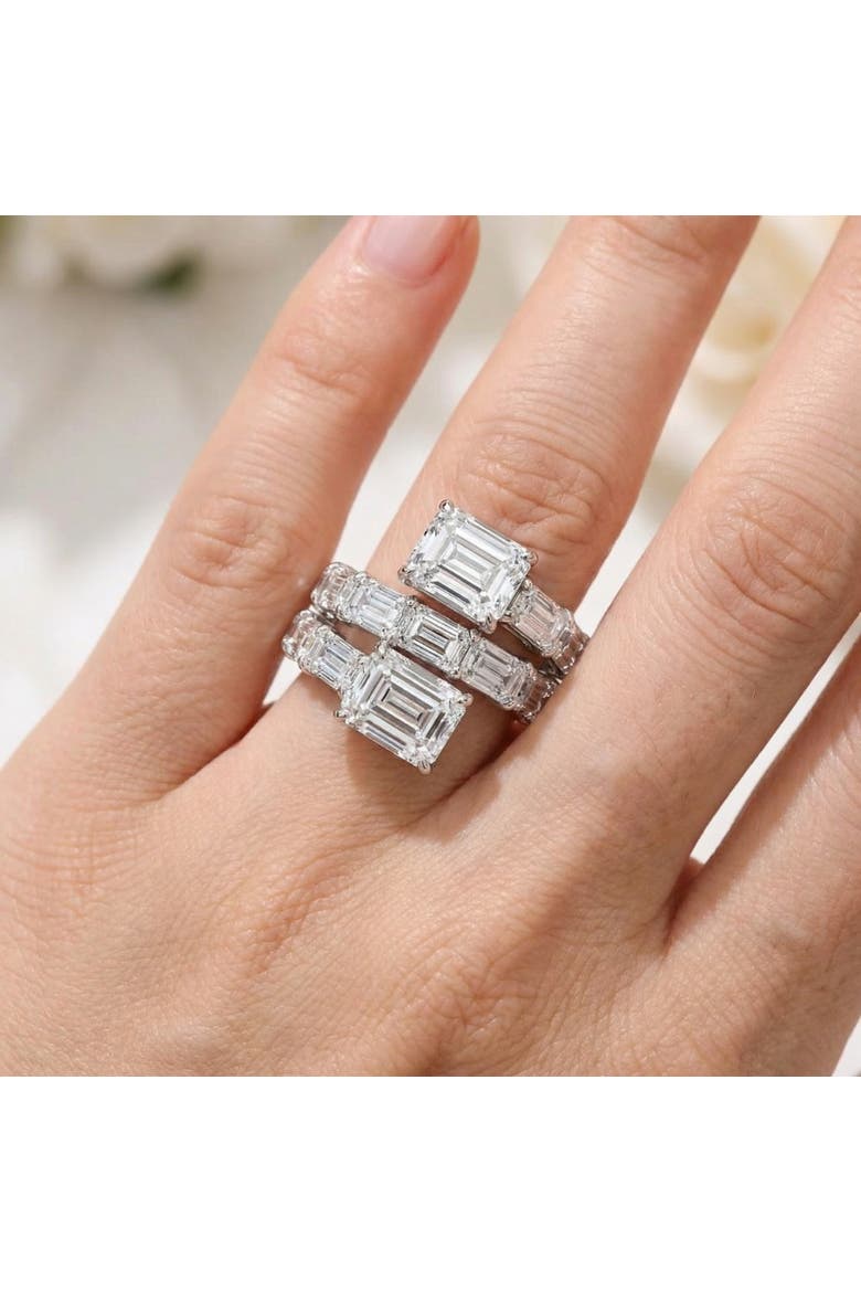 6 1/2Ct Emerald Cut Diamond Ring Gold Women's Right Hand Anniversary Band, Alternate, color, 14k White Gold