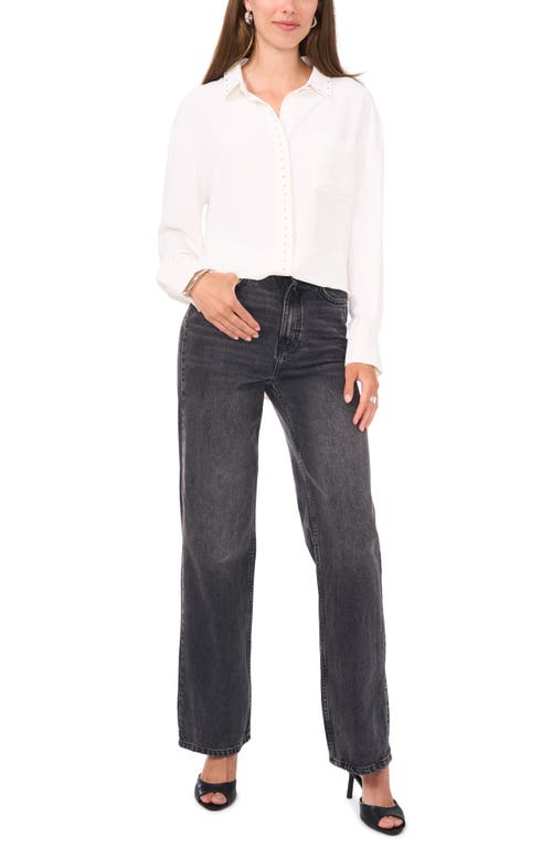 Vince Camuto Stud Trim Button-up Shirt In White