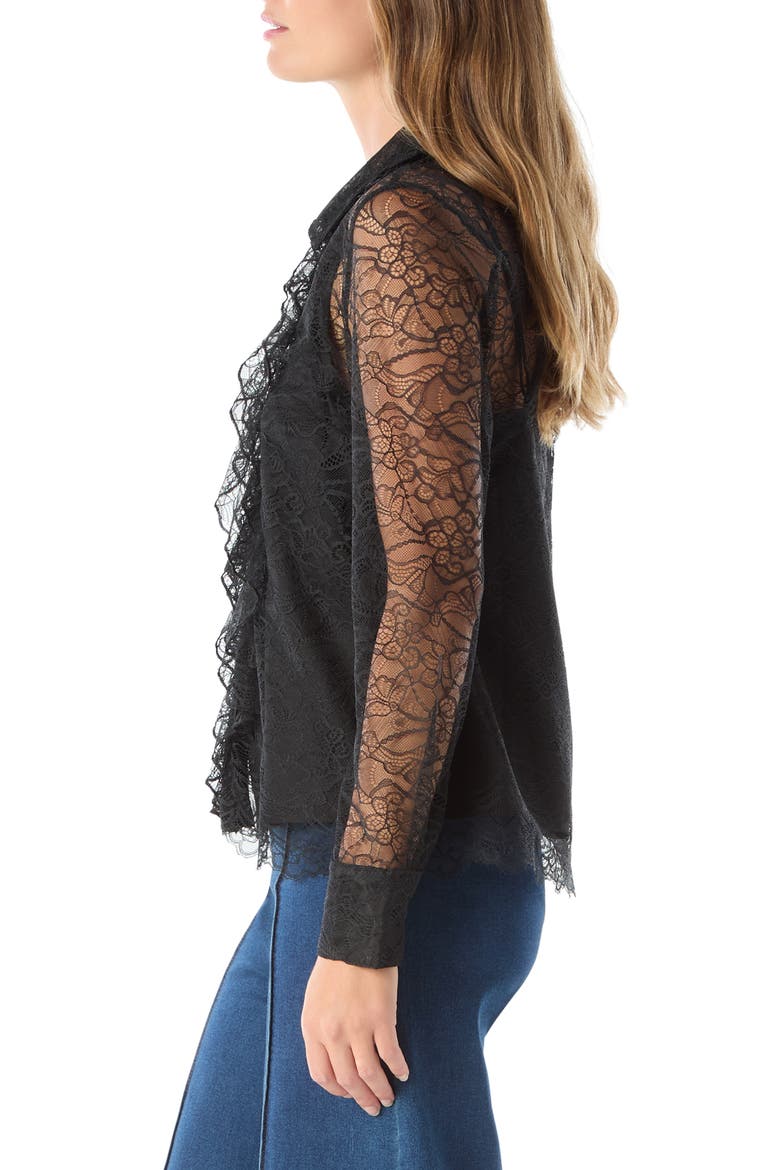 Erynn Lace Button-Up Shirt, Alternate, color, BLACK