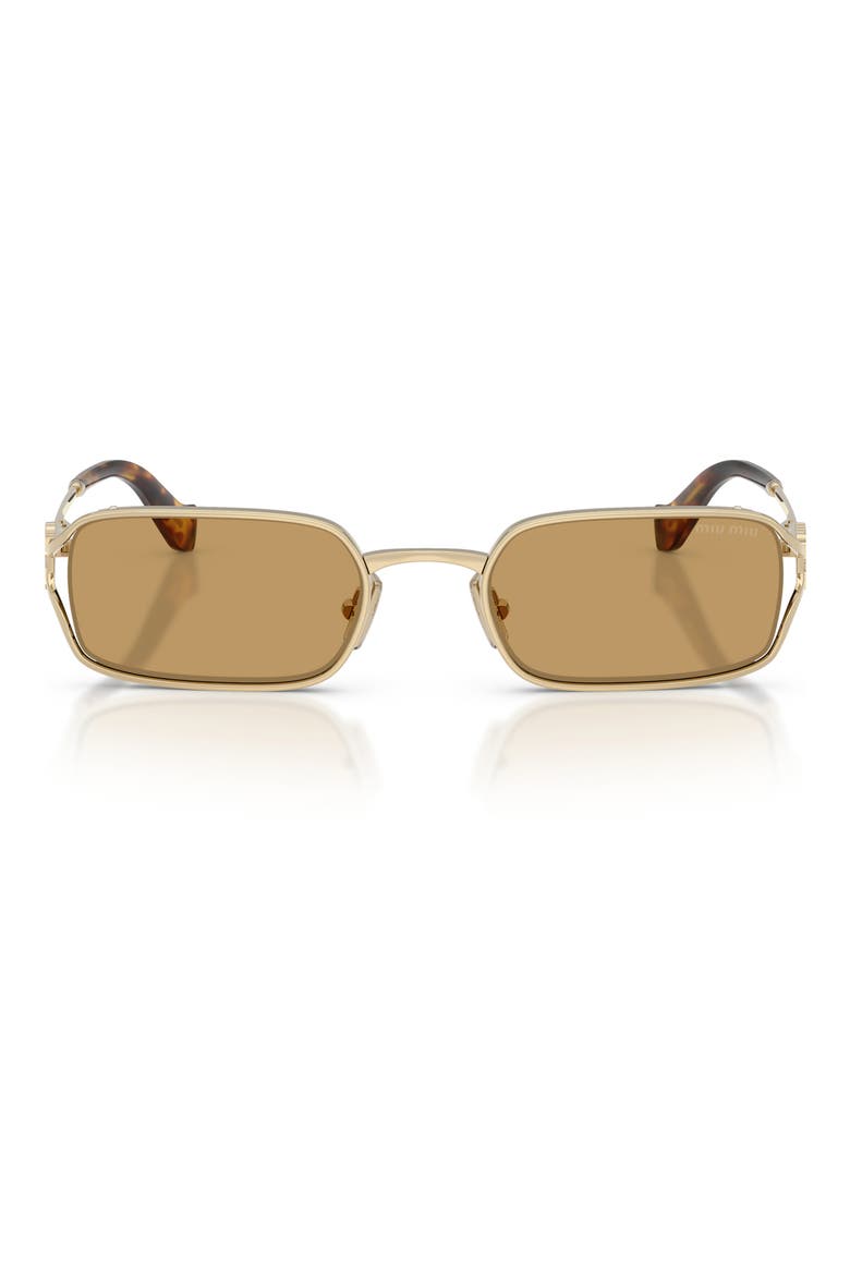 52mm Rectangular Sunglasses, Main, color, PALE GOLD / YELLOW