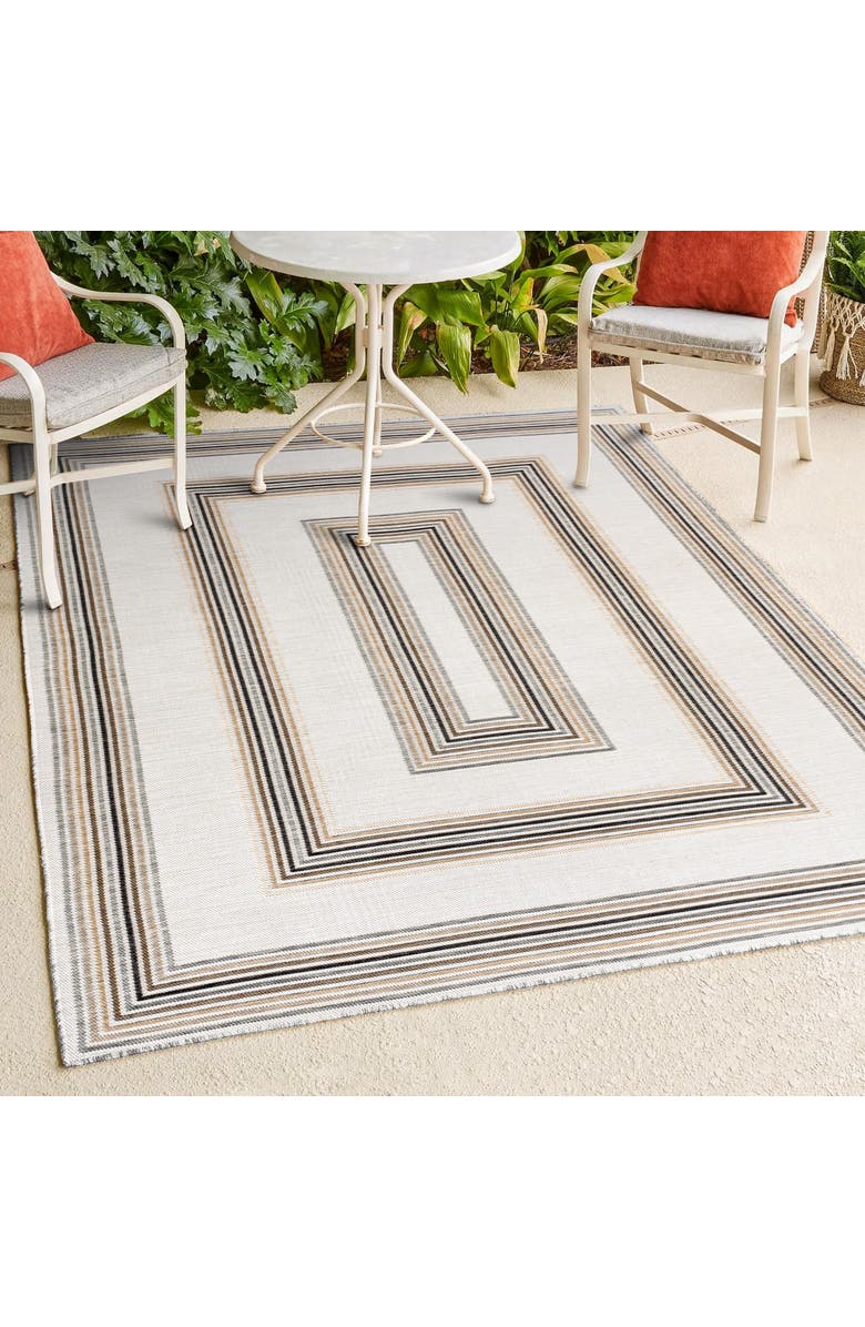 JONATHAN Y Argo Classic Nautical Mitre Stripe Reversible Machine-Washable Indoor/Outdoor Area Rug, Alternate, color, Black/Cream