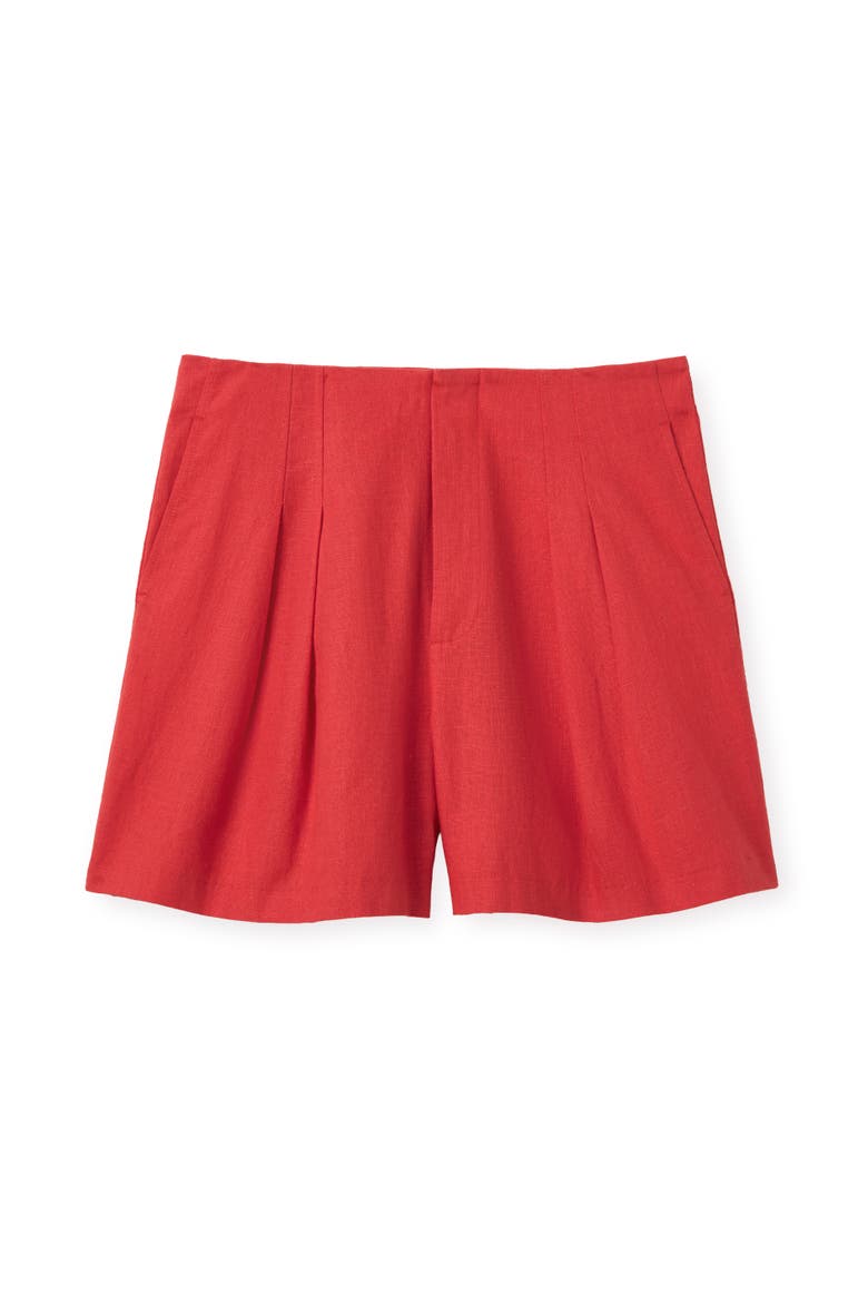 Frankie Linen Shorts, Main, color, Poppy