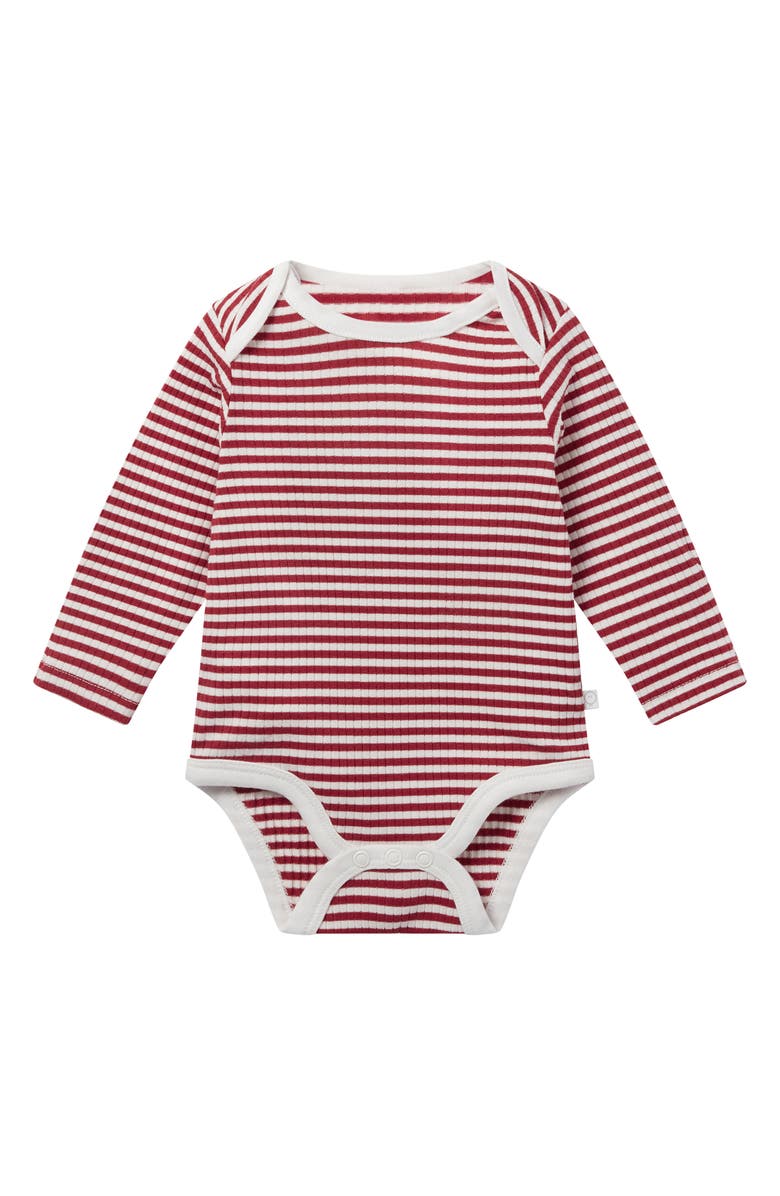 MORI Stripe Long Sleeve Rib Bodysuit, Main, color, 