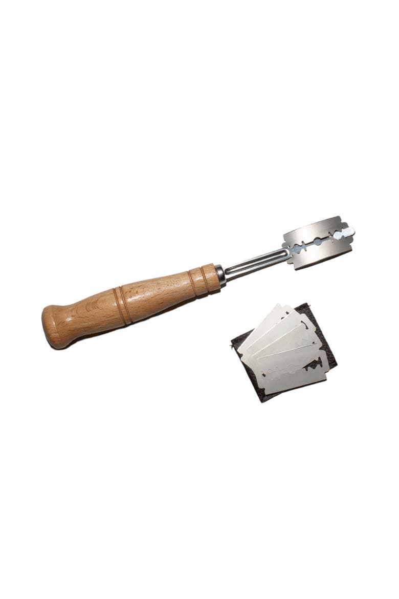 Bread Lame Dough Scoring Blade w/Extra Blades and Cover, Natural Wood Handle, Alternate, color, Silver