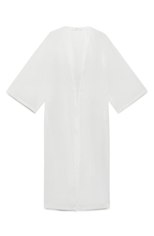 Mango Lace Trim Cotton Robe