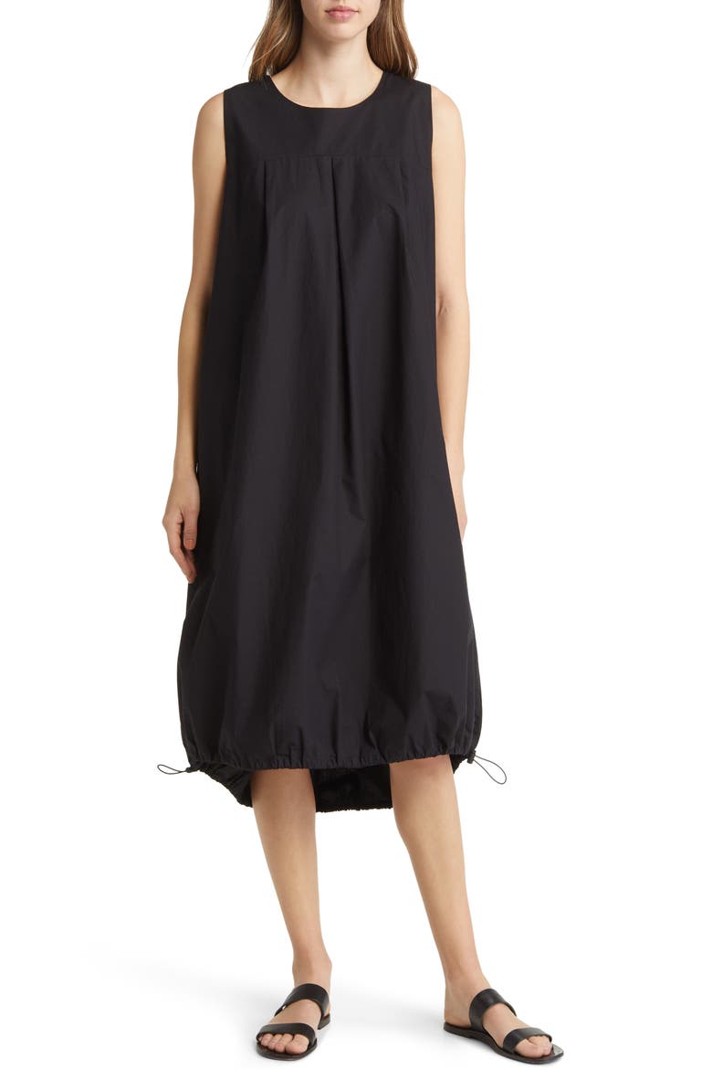 Otoba Sleeveless Bubble Hem Cotton Dress, Main, color, BLACK