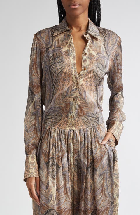 Hypnotic Silk Button-Up Shirt (Regular & Petite)