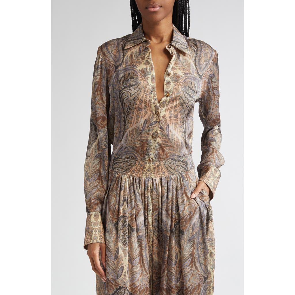 Zimmermann Hypnotic Silk Button-up Shirt In Multi