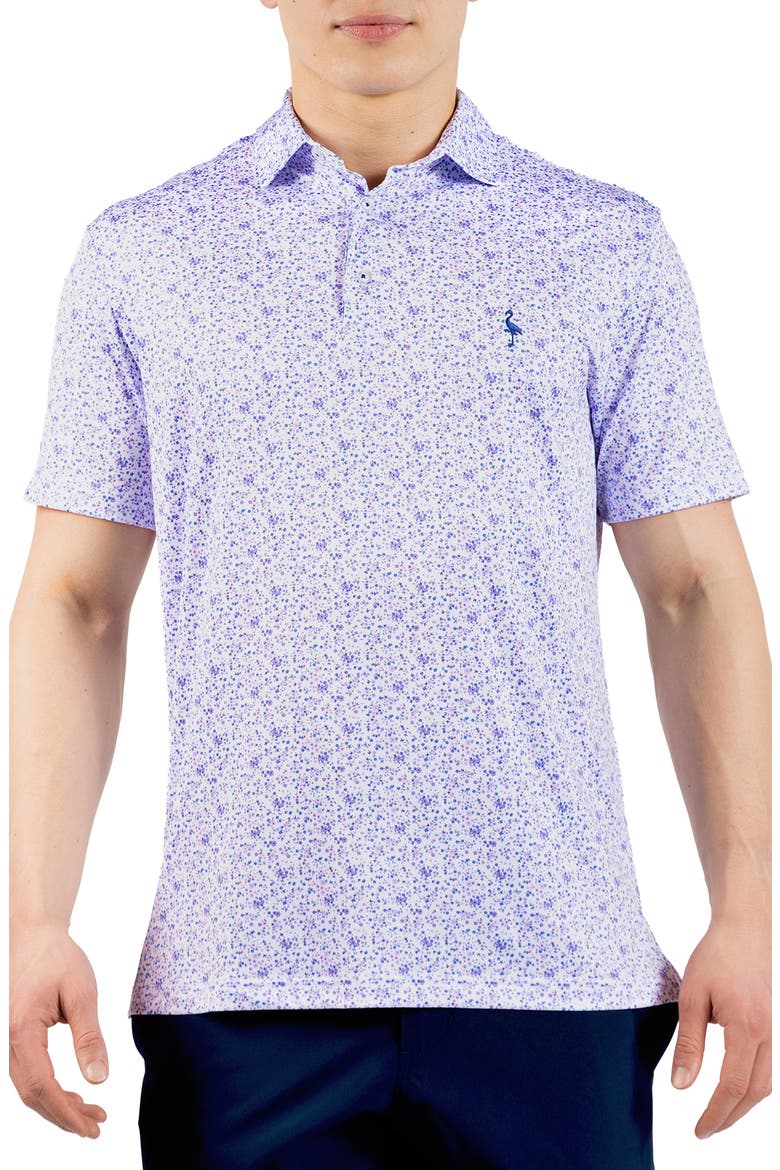 Ditsy Floral Performance Polo, Main, color, WHITE