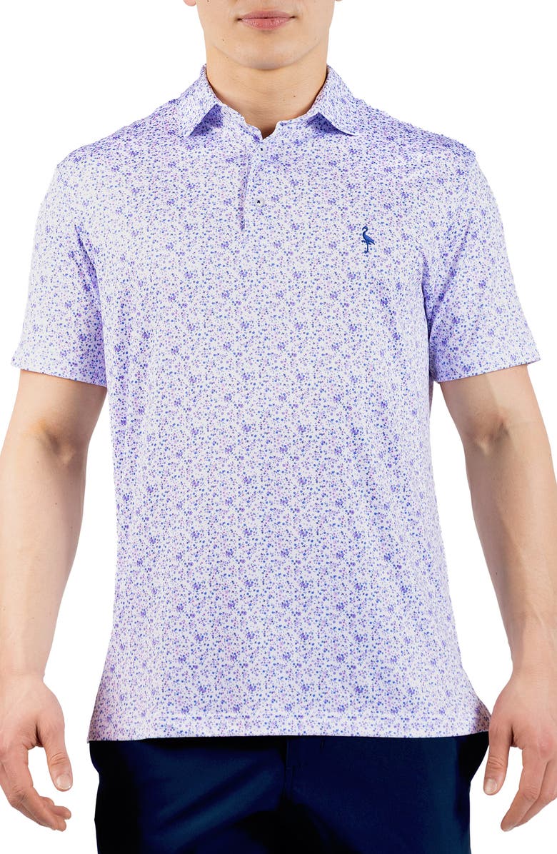 TailorByrd Ditsy Floral Performance Polo, Main, color, White