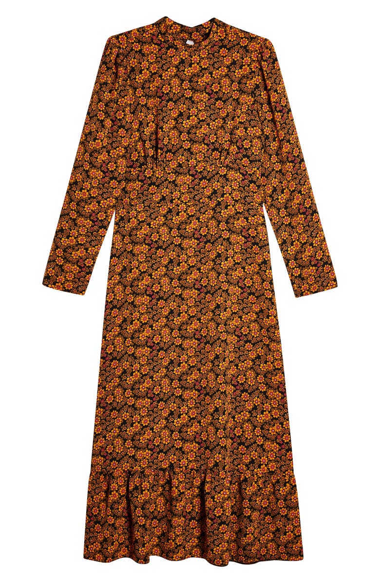 Topshop Archive Floral Print Long Sleeve Midi Dress, Alternate, color,