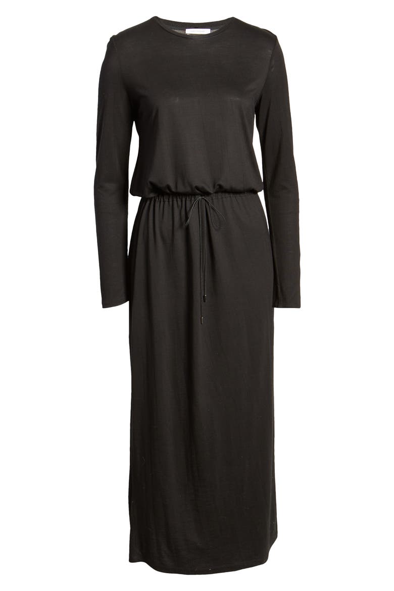 Drawstring Waist Maxi Dress, Alternate, color, BLACK