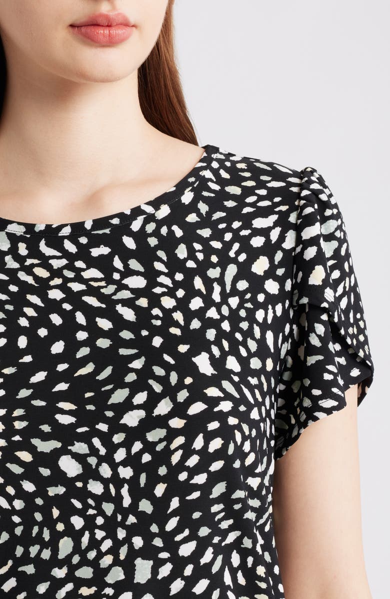 AK ANNE KLEIN Floral Tulip Sleeve Top, Alternate, color, Anne Black Multi