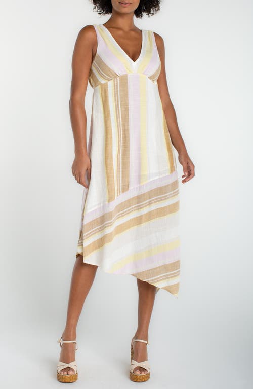Liverpool Los Angeles Asymmetric Hem Sleeveless Midi Dress in Neapolitan Multi at Nordstrom, Size Large