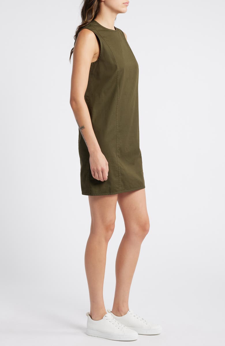 Theory Crewneck Sleeveless Stretch Cotton Minidress, Alternate, color, Dark Olive