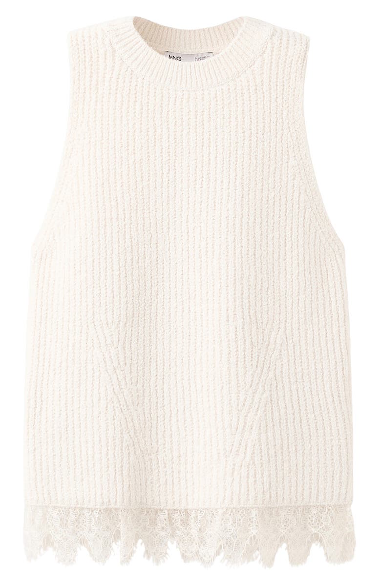 MANGO Bruma Crop Sweater Tank, Alternate, color, Ecru