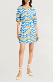 The Good Journey Puff Sleeve Drop Waist Babydoll Minidress