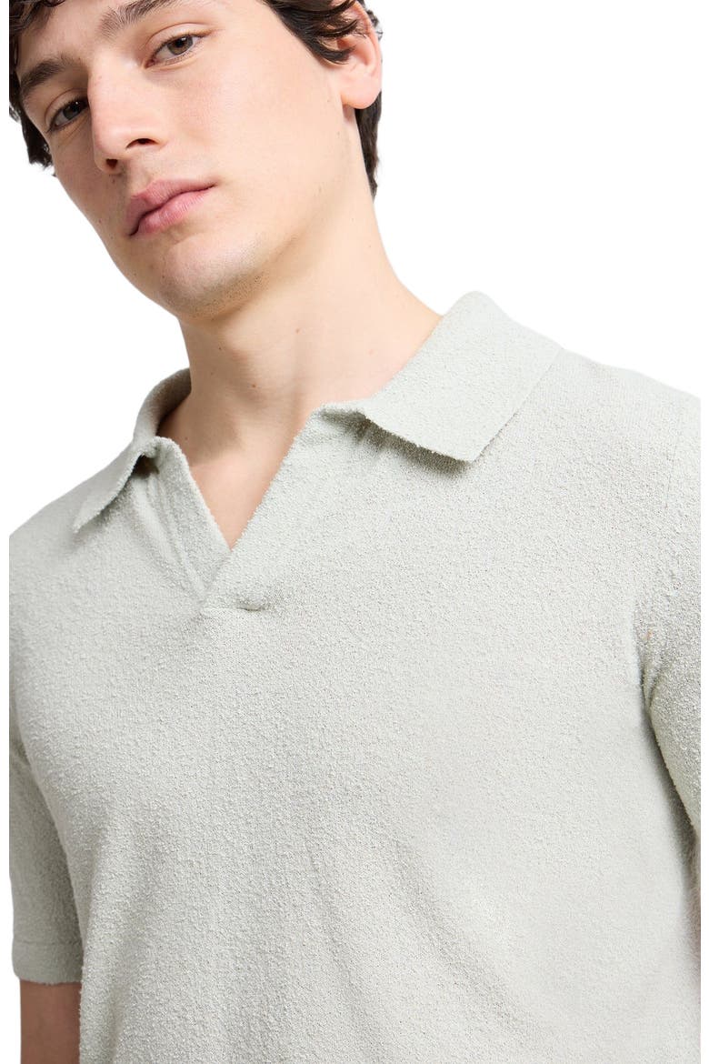 Boucle Knit Johnny Polo, Alternate, color, Muted Sage