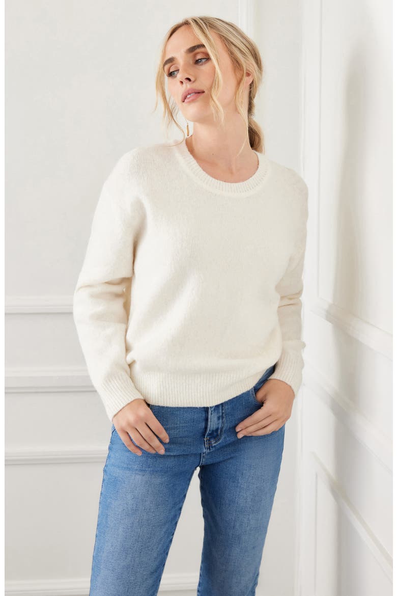 Relaxed Brushed Sweater, Alternate, color, CREAM