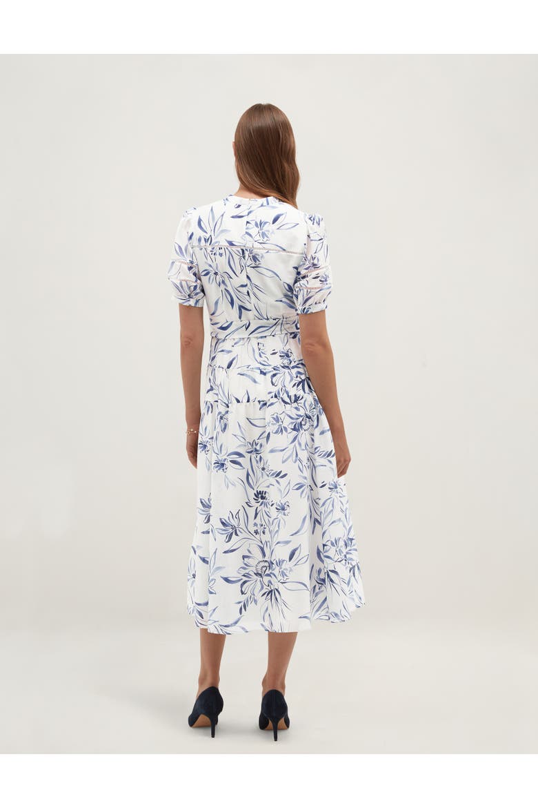 Annabella Floral Print Midi Dress, Alternate, color, Ivorymidnight