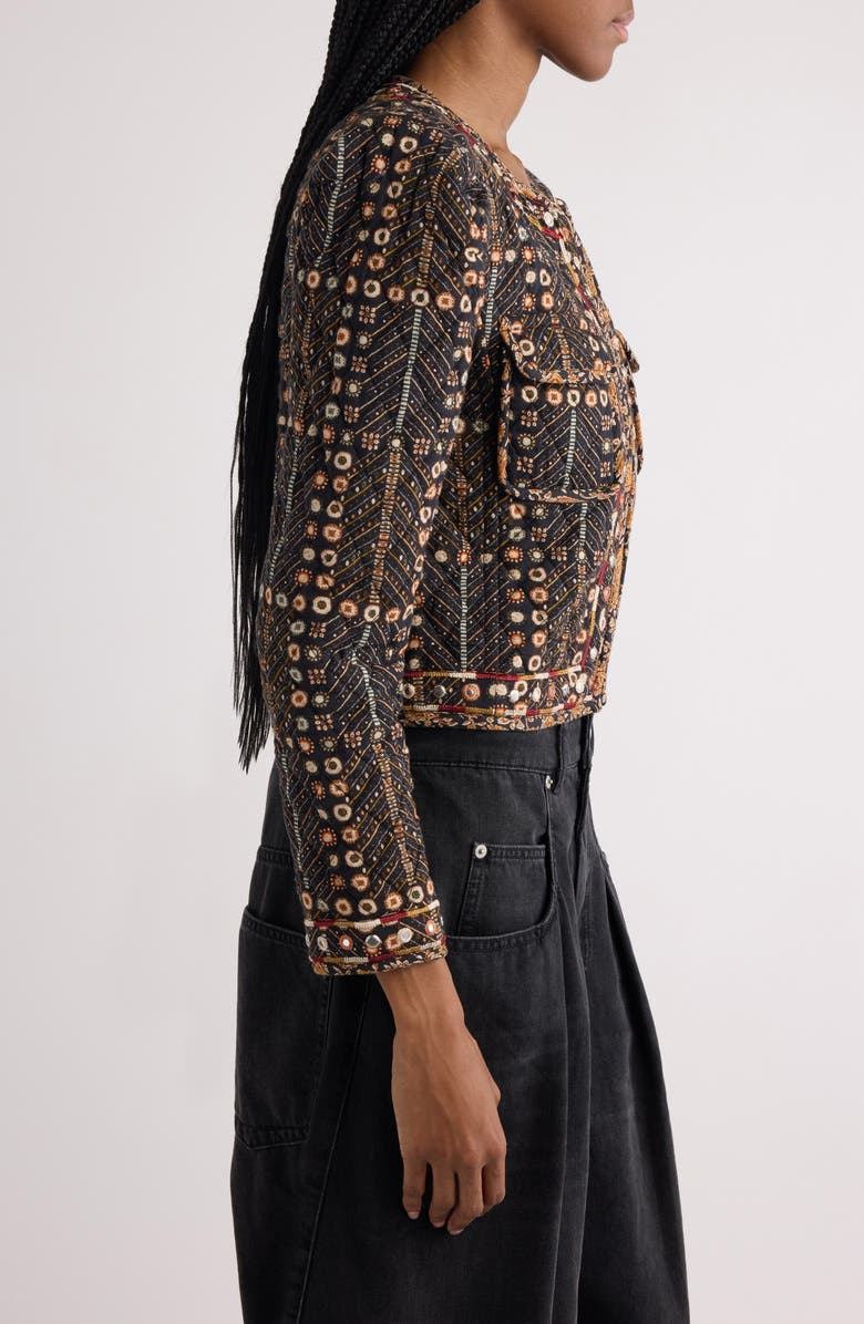 Isabel Marant Étoile Christy Floral Stud Detail Quilted Jacket, Alternate, color, 