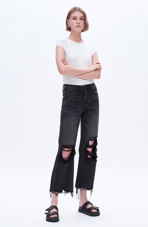 Bayeas '90s Distressed High Waist Crop Flare Jeans