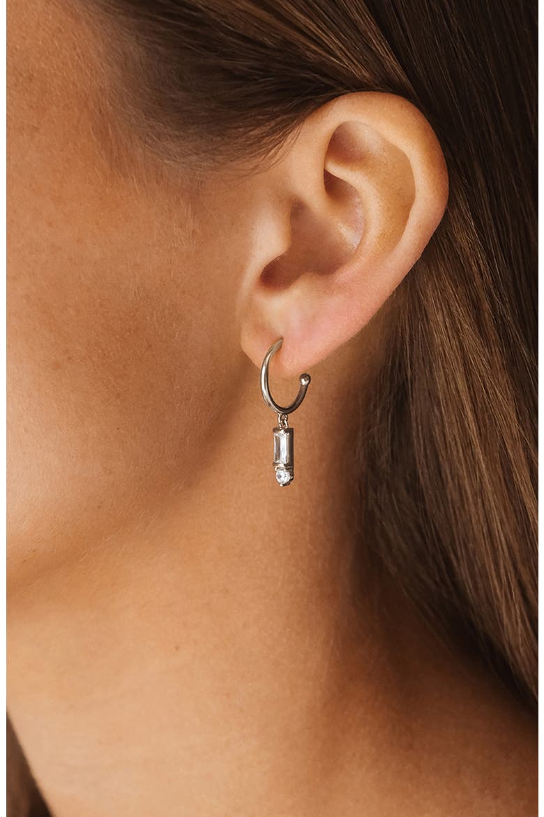 Teigen CZ Drop Hoop Earrings, Alternate, color, SILVER
