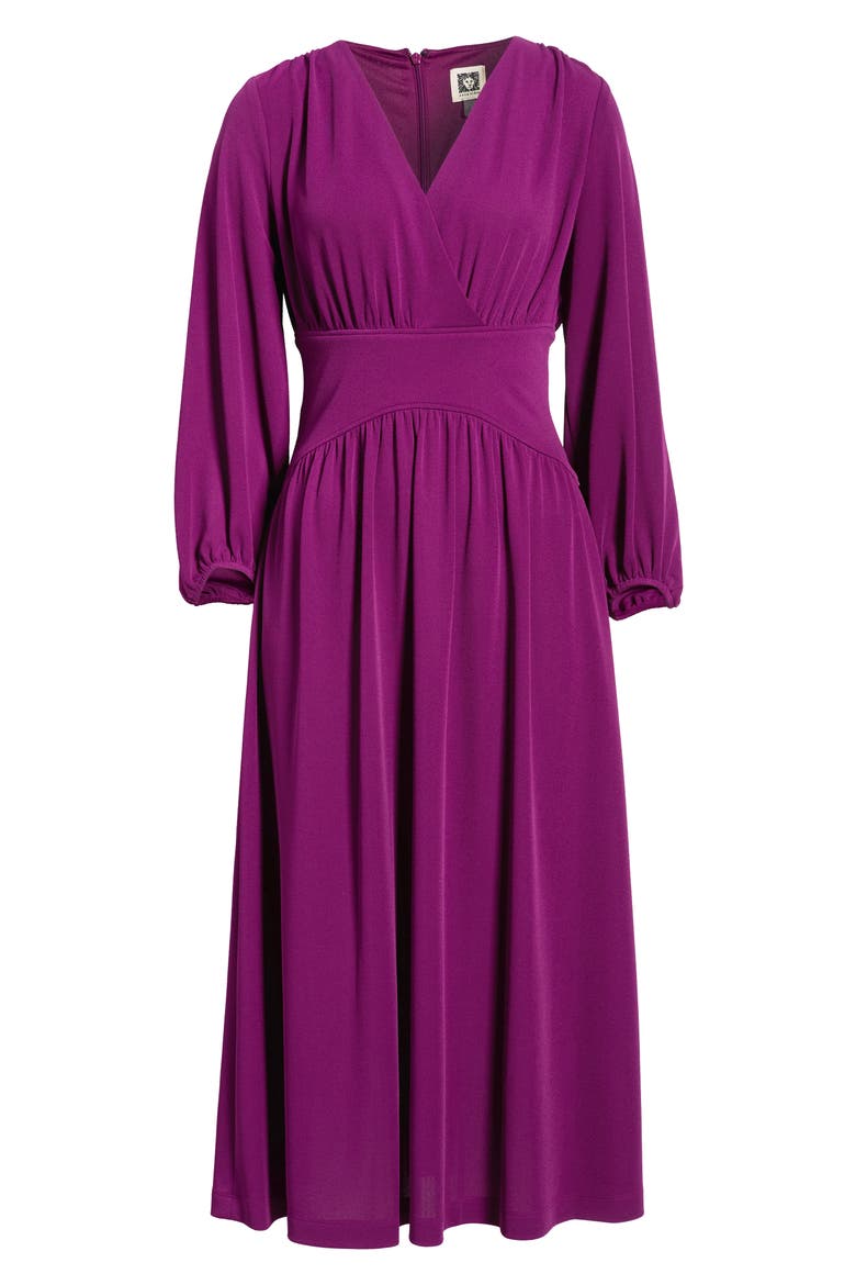 Blouson Long Sleeve Fit & Flare Midi Dress, Main, color, BEET