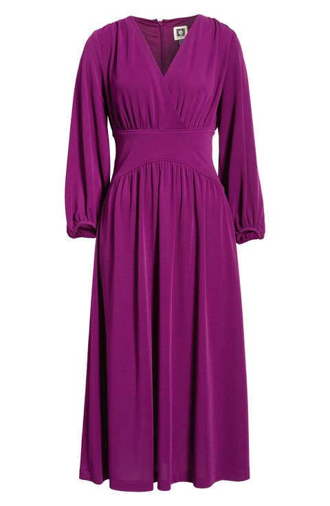Blouson Long Sleeve Fit & Flare Midi Dress