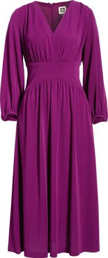 Anne Klein Blouson Long Sleeve Fit & Flare Midi Dress