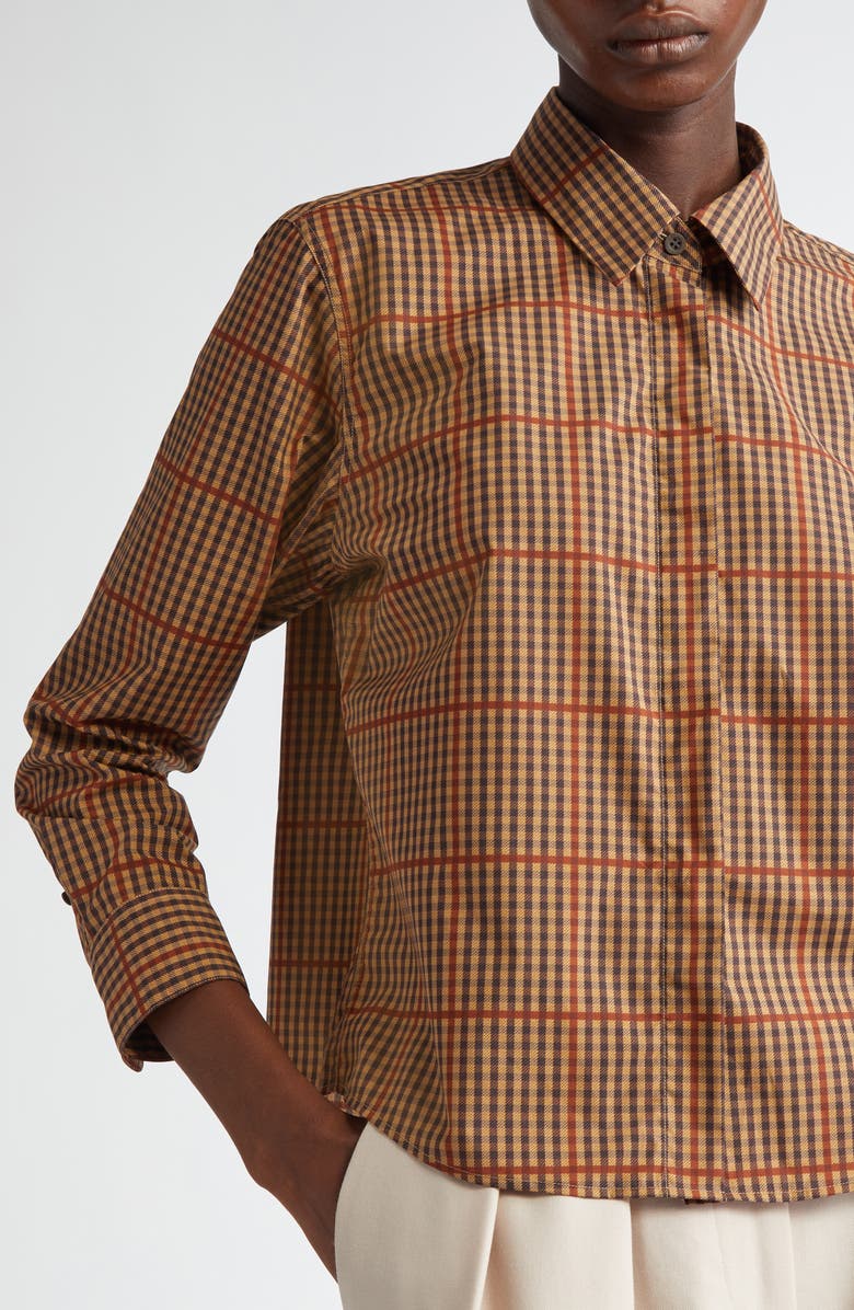 Dries Van Noten Clavini Check Cotton Poplin Button-Up Shirt, Alternate, color,