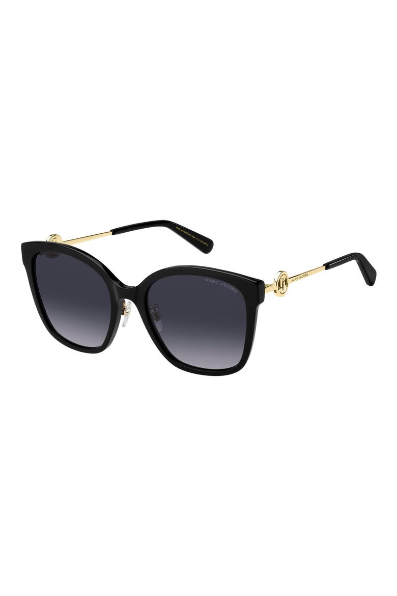 56mm Square Sunglasses, Alternate, color, BLACK