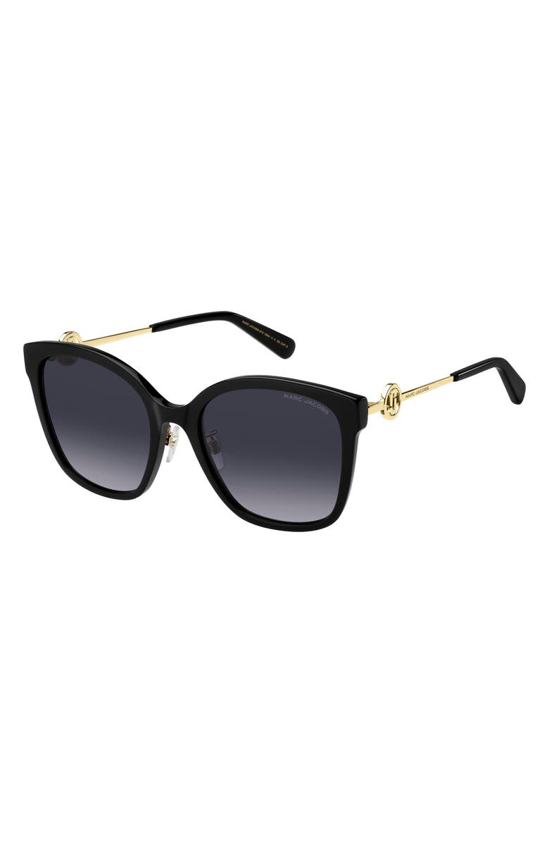 Marc Jacobs 56mm Square Sunglasses, Alternate, color, Black