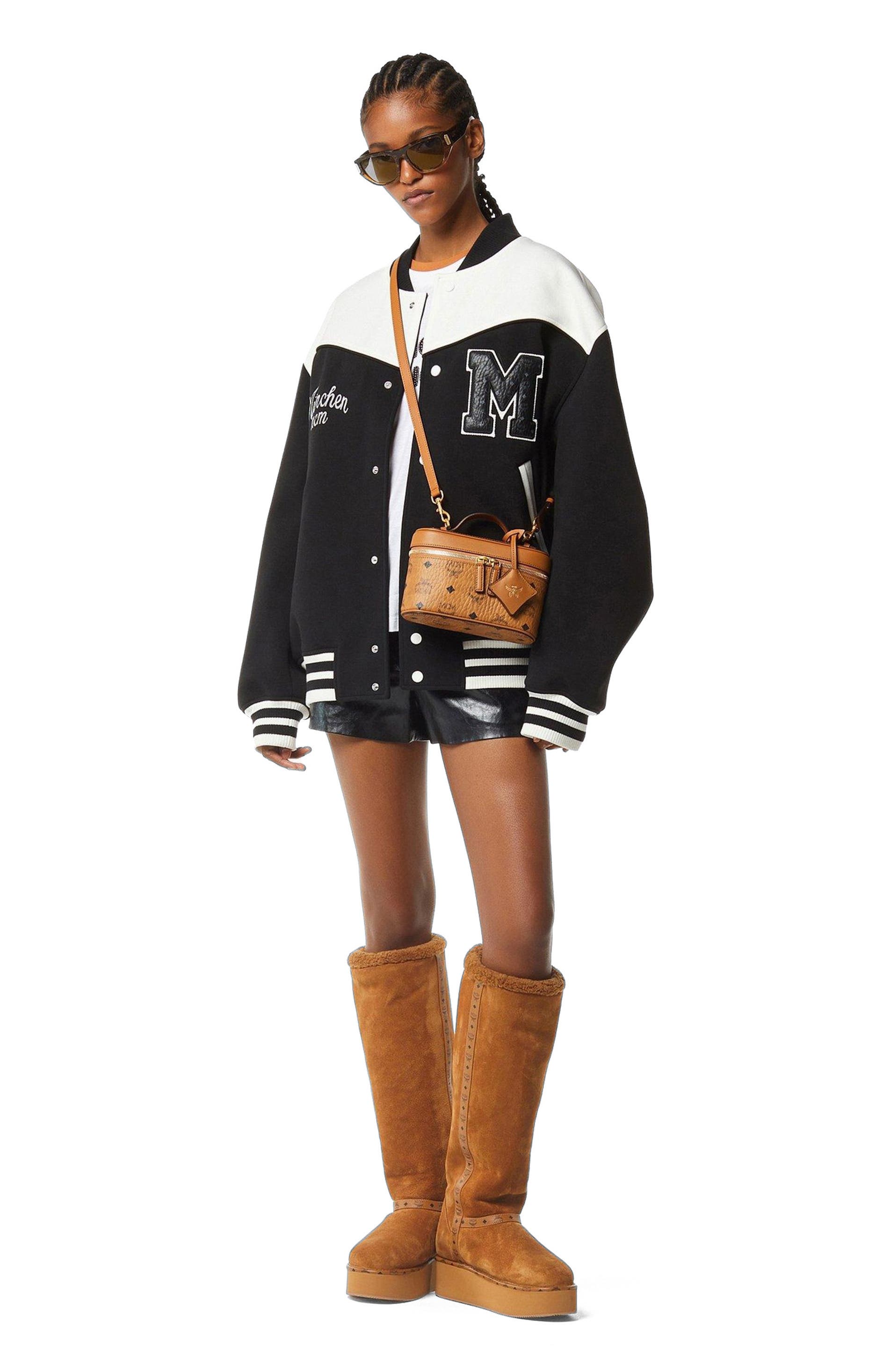 MCM Aren Vanity Case in Visetos Leather Mix, Main, color, Cognac