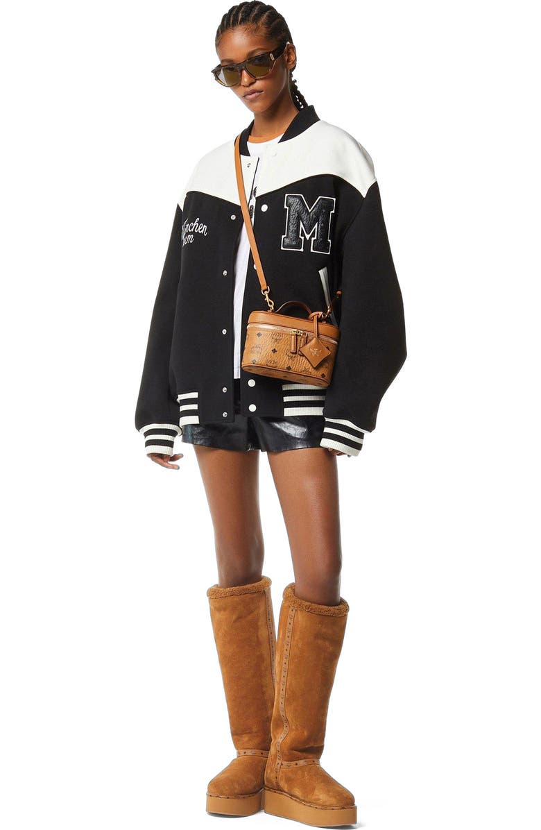 MCM Aren Vanity Case in Visetos Leather Mix, Main, color, Cognac