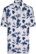 Bugatchi Orson Shaped Fit Leaf Print Short Sleeve Button-Up Shirt