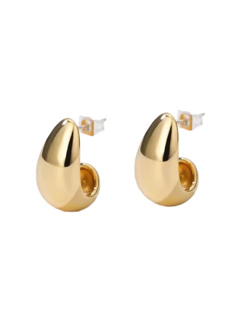 Dome Huggie Teardrop Earrings