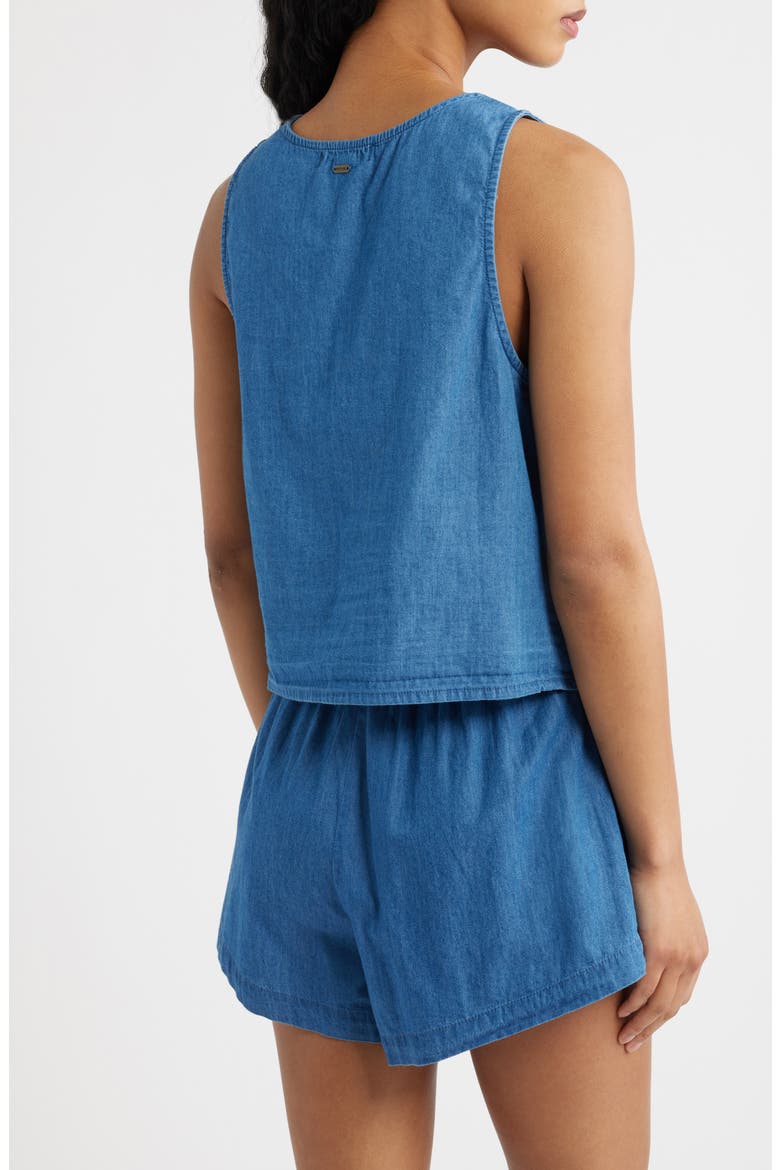 Catalina Island Denim Button-Up Sleeveless Top, Alternate, color, MID BLUE