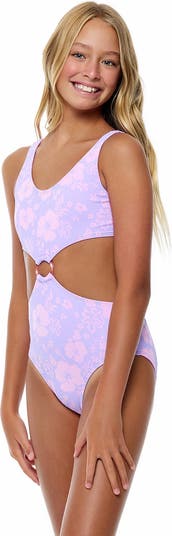kids' Hibiscus O-Ring One-Piece Swimsuit