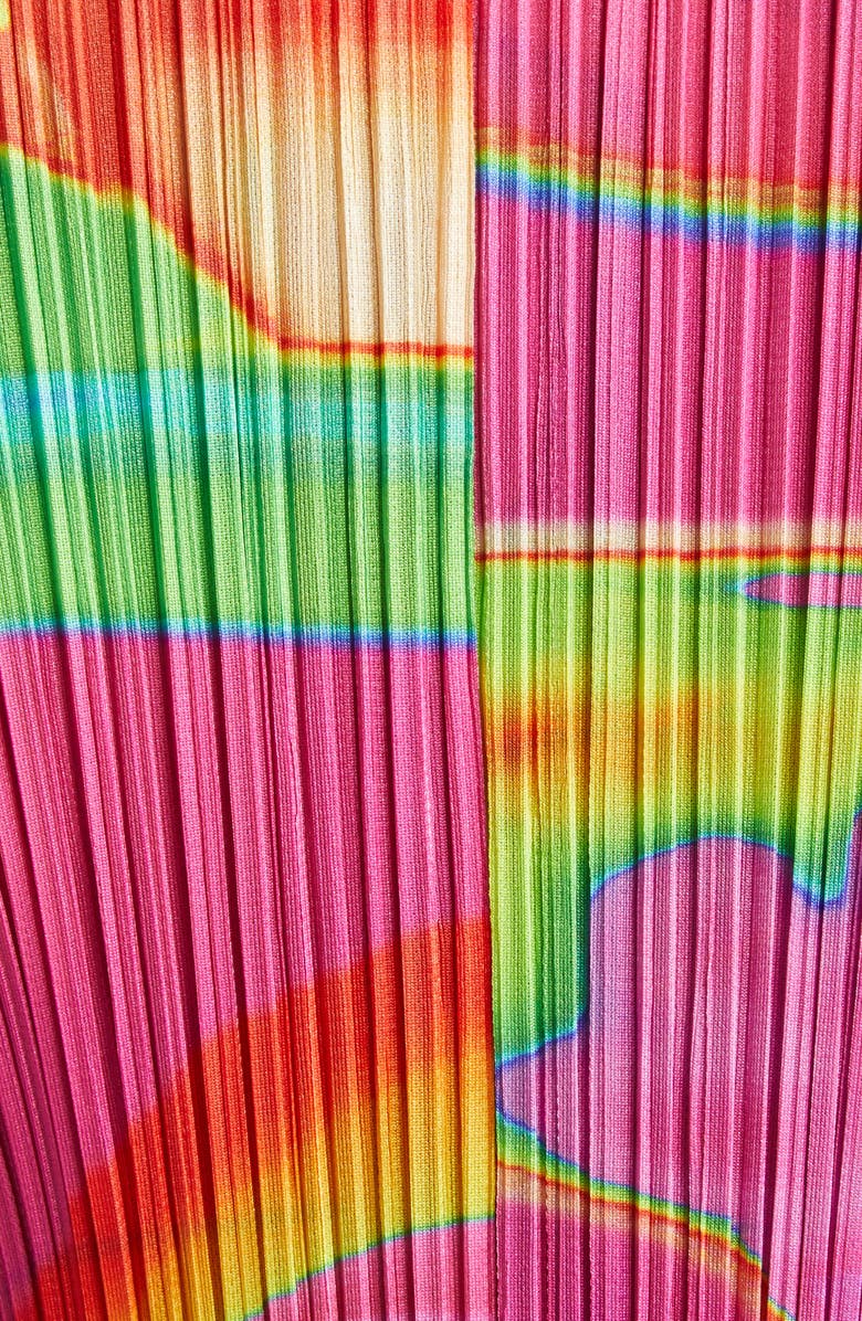 Pleats Please Issey Miyake Thermal Foods Print Pleated Cardigan, Alternate, color, 