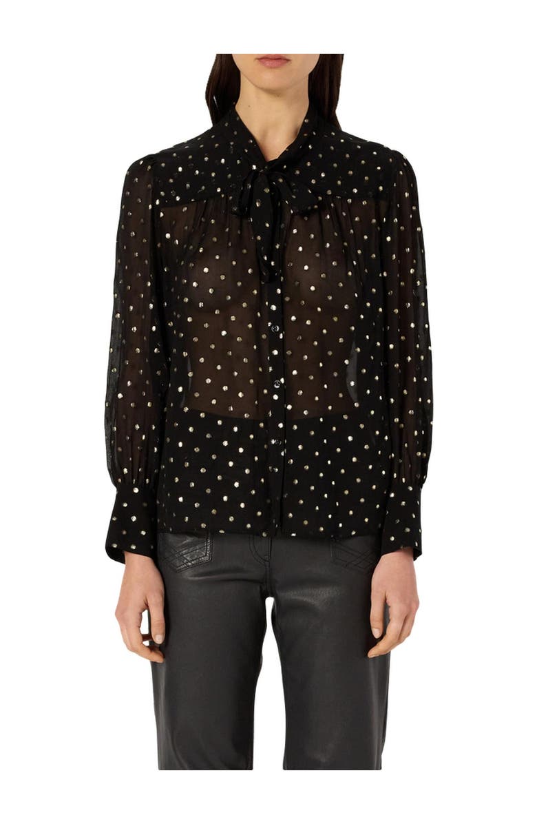 GERARD DAREL Andree Sheer Metallic Polka Dot Blouse, Alternate, color, Black